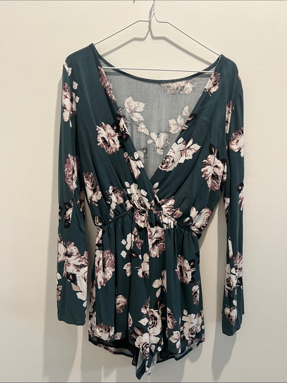 Green floral romper